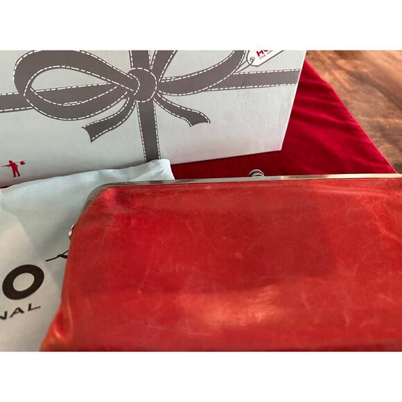 Hobo International Lauren Supple Distressed Red Leather Clutch Wallet - Picture 5 of 9